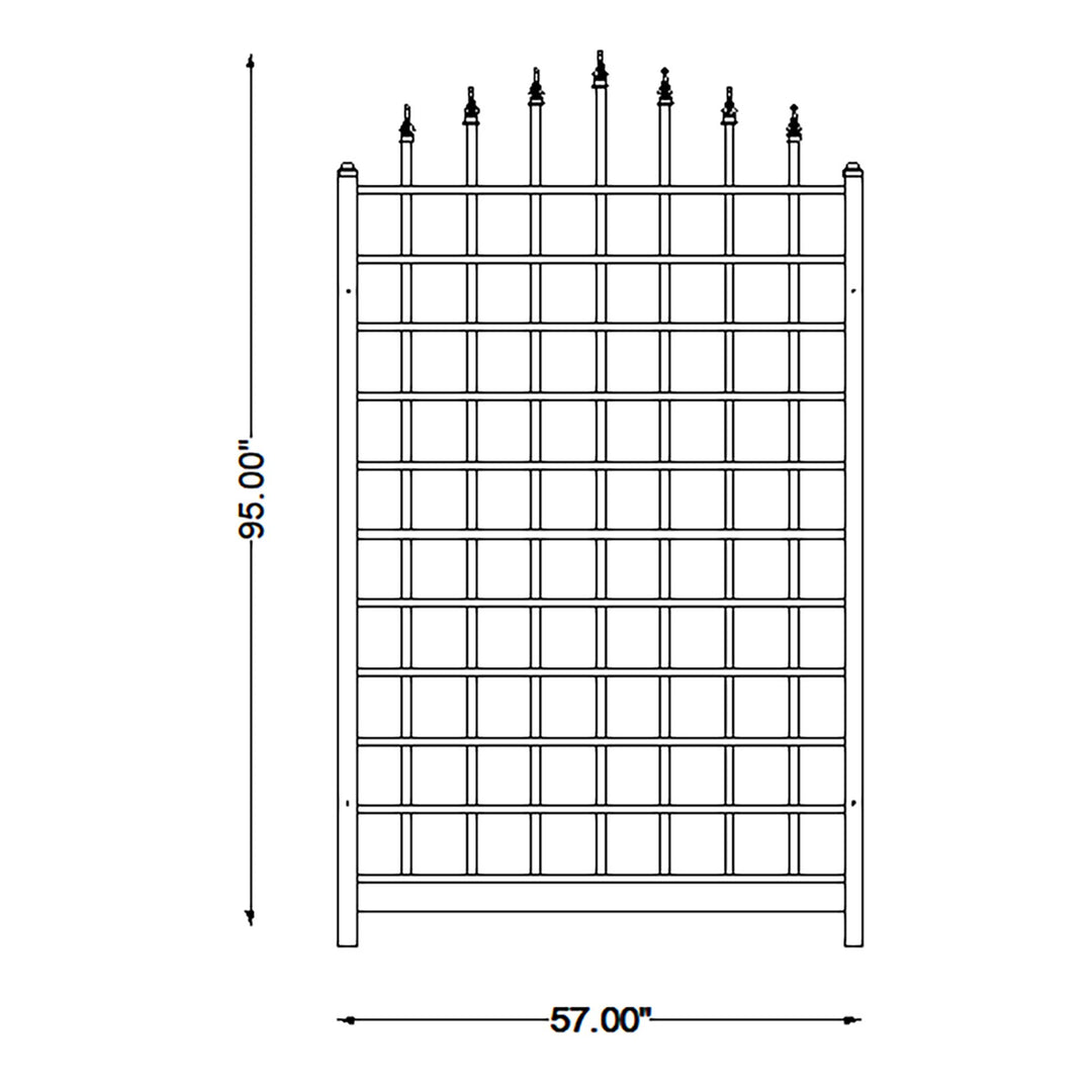 Dura-Trel Winchester 57 x 95 Inch PVC Vinyl Outdoor Garden Patio Trellis, Mocha