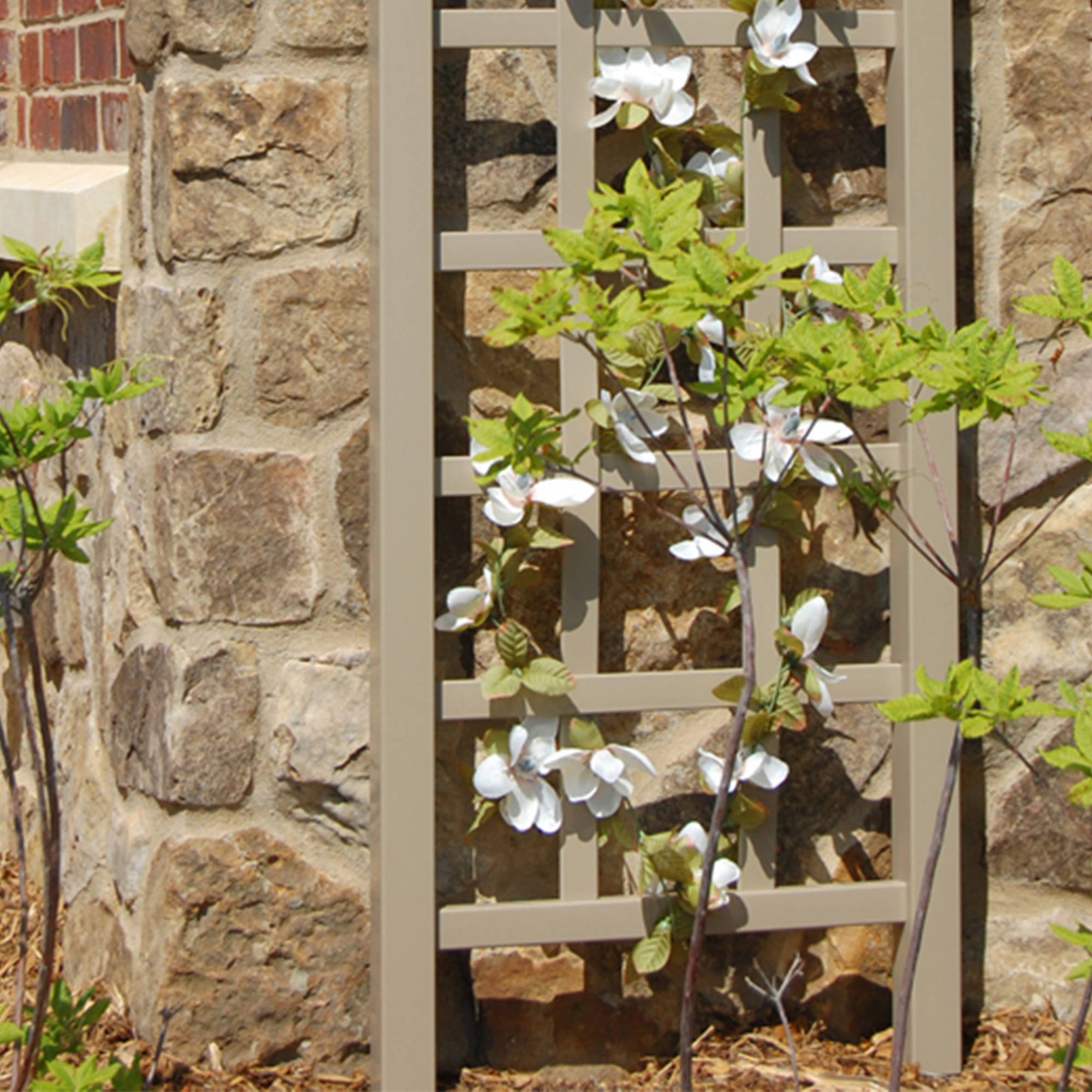 Dura-Trel Elmwood 22"x75" PVC Vinyl Outdoor Garden Patio Trellis, Mocha (Used) - VMInnovations