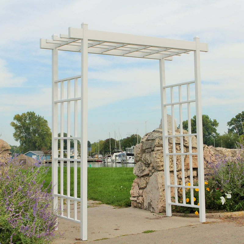 Dura-Trel Bakersfield 28 x 72 x 82 Inch PVC Vinyl Outdoor Garden Patio Arbor