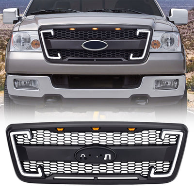 AMERICAN MODIFIED Raptor Style Mesh Grille for 2004-2008 Ford F150, Matte Black