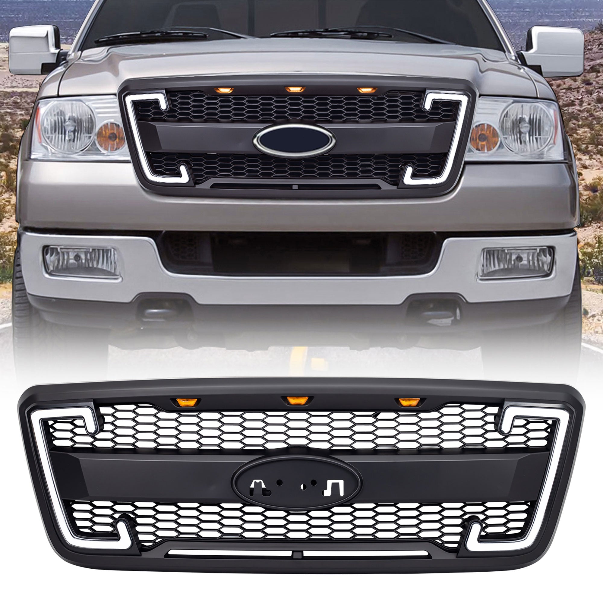 AMERICAN MODIFIED Raptor Mesh Grille for 04-08 Ford F150, Matte Black (Open Box) - VMInnovations