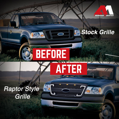 AMERICAN MODIFIED Raptor Style Mesh Grille for 2004-2008 Ford F150, Matte Black