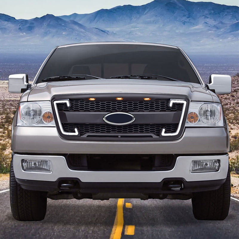 AMERICAN MODIFIED Raptor Style Mesh Grille for 2004-2008 Ford F150, Matte Black