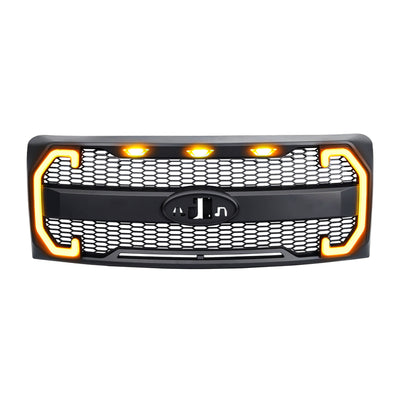 AMERICAN MODIFIED Raptor Style Mesh Grille for 2009-2014 Ford F150, Matte Black