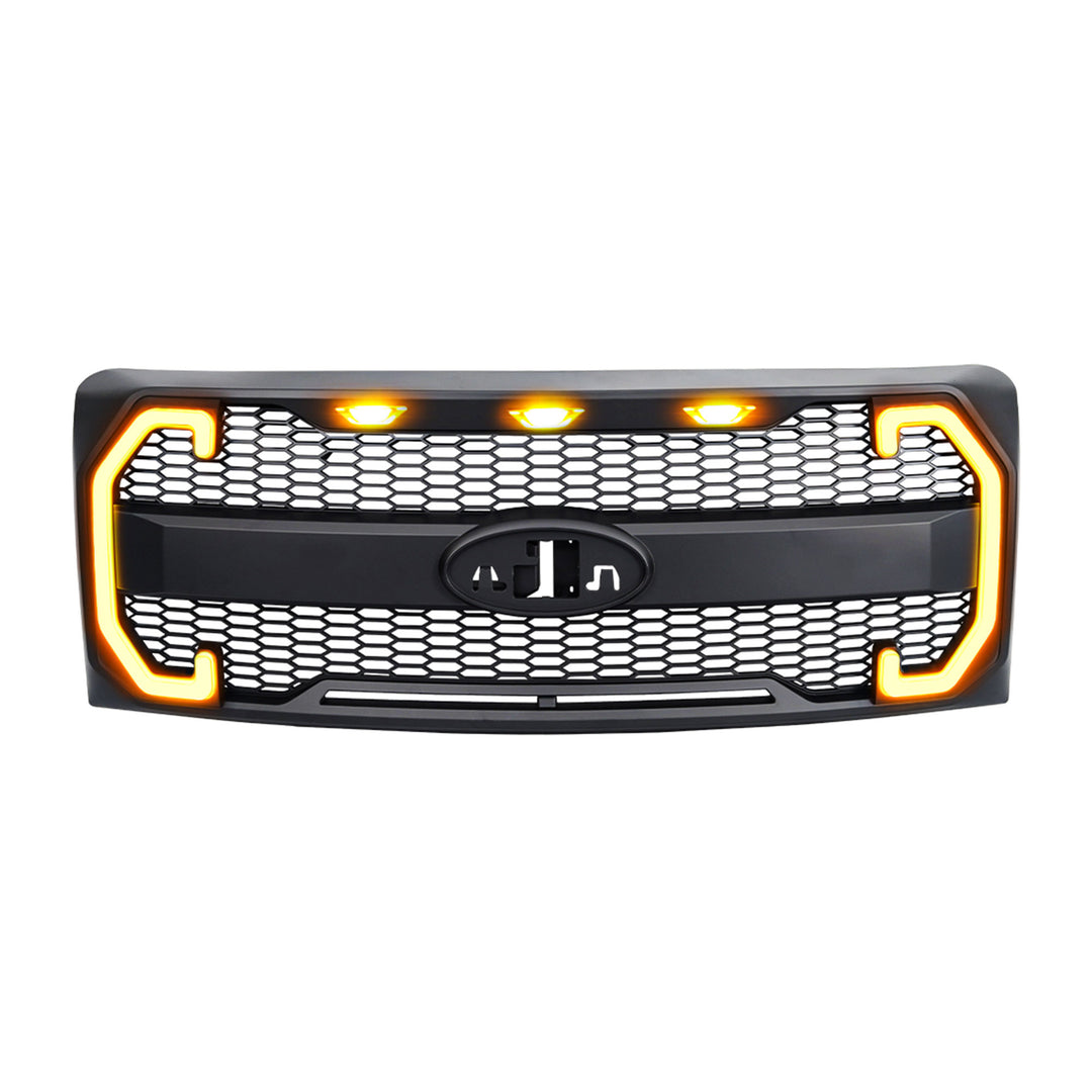 AMERICAN MODIFIED Raptor Mesh Grille for 09-14 Ford F150, Matte Black(For Parts)