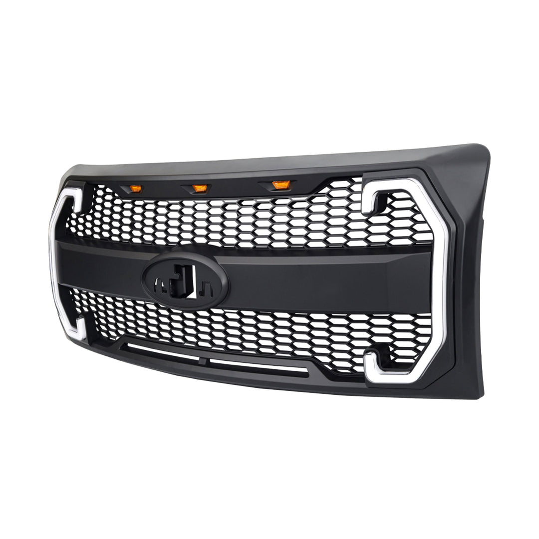 AMERICAN MODIFIED Raptor Mesh Grille for 09-14 Ford F150, Matte Black(For Parts)