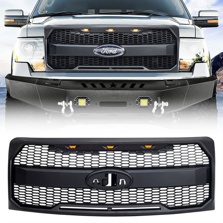 AMERICAN MODIFIED Raptor Style Mesh Grill for 2009-2014 Ford F150, Matte Black