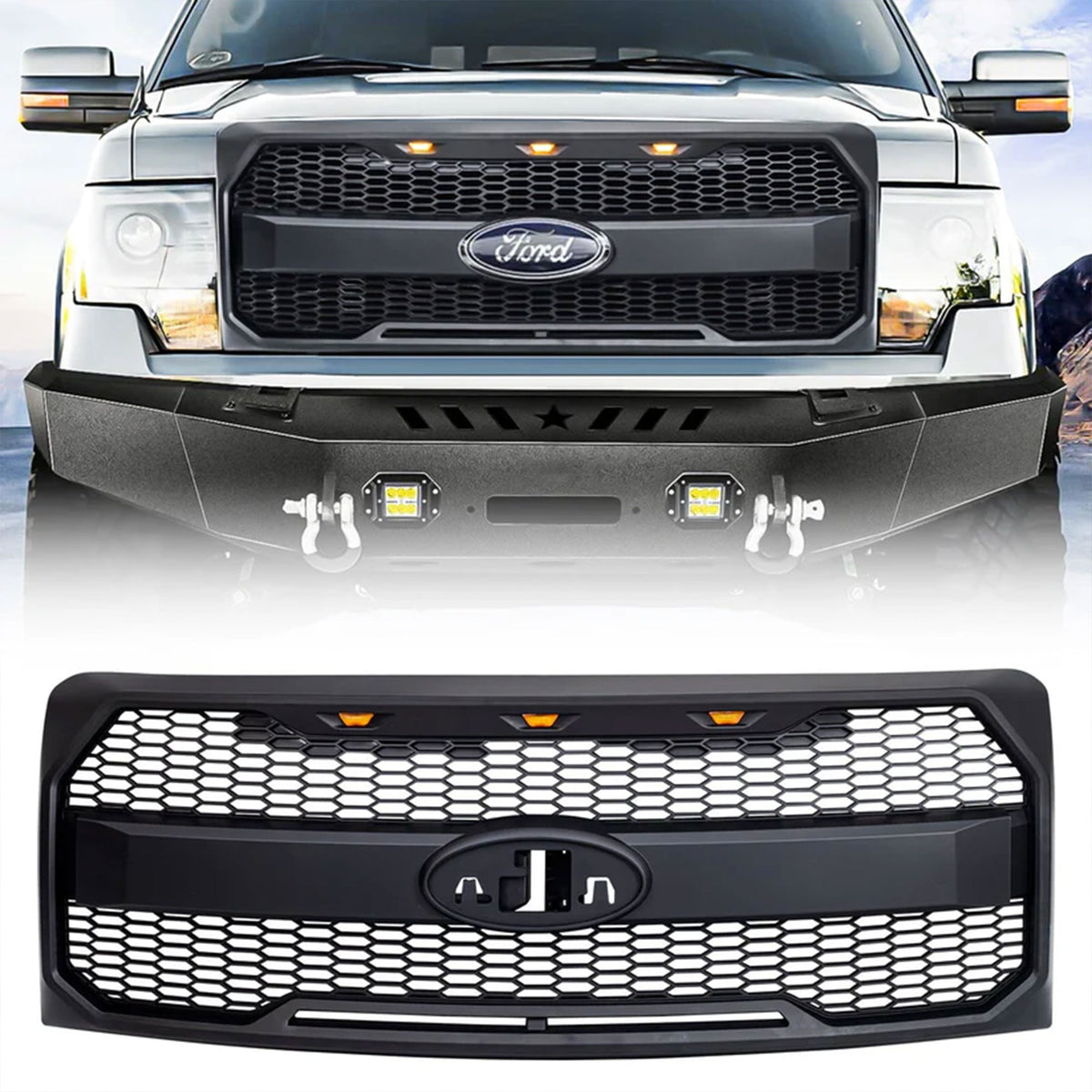 AMERICAN MODIFIED Raptor Style Mesh Grill for 2009-2014 Ford F150, Black (Used) - VMInnovations