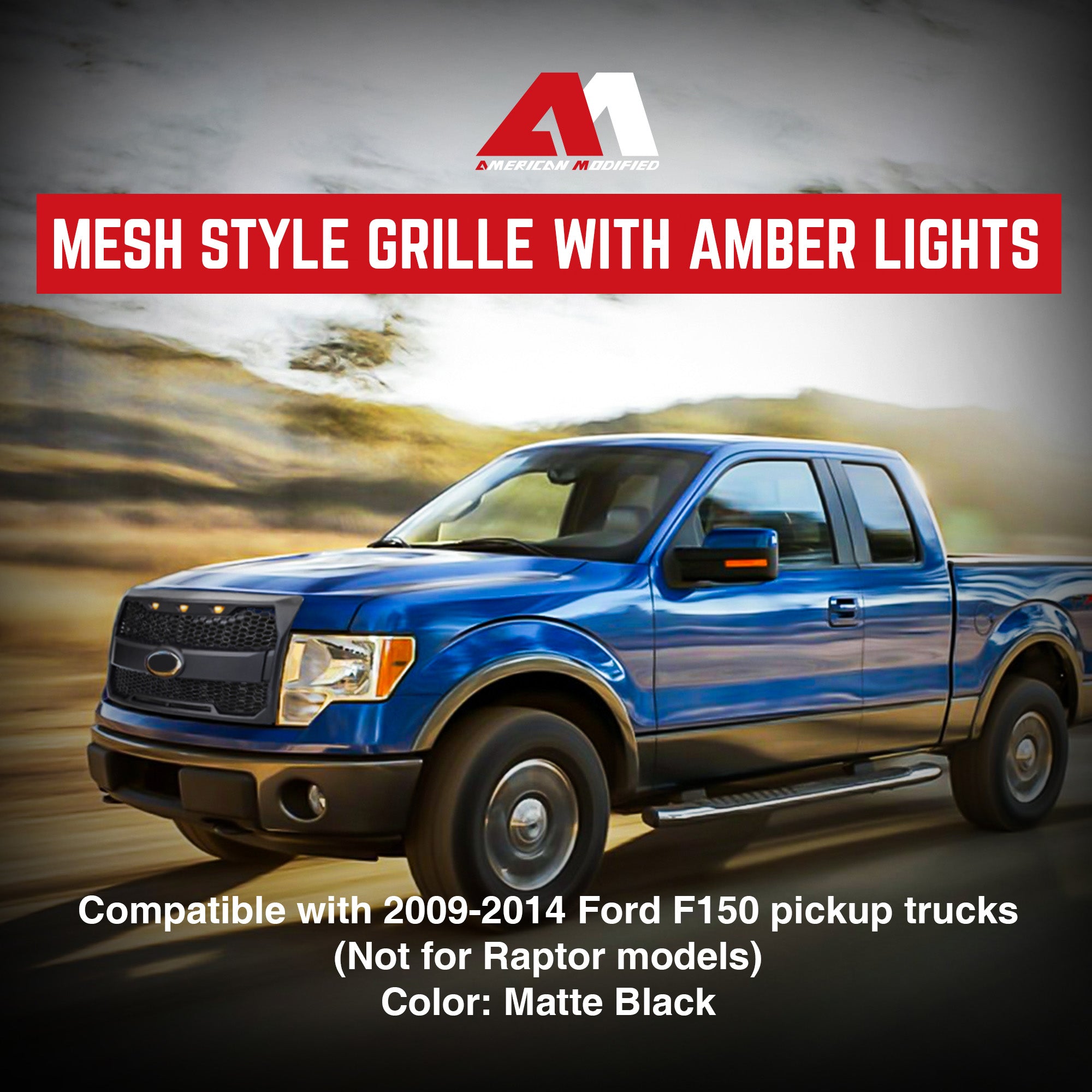 AMERICAN MODIFIED Raptor Style Mesh Grill for 2009-2014 Ford F150, Black (Used) - VMInnovations