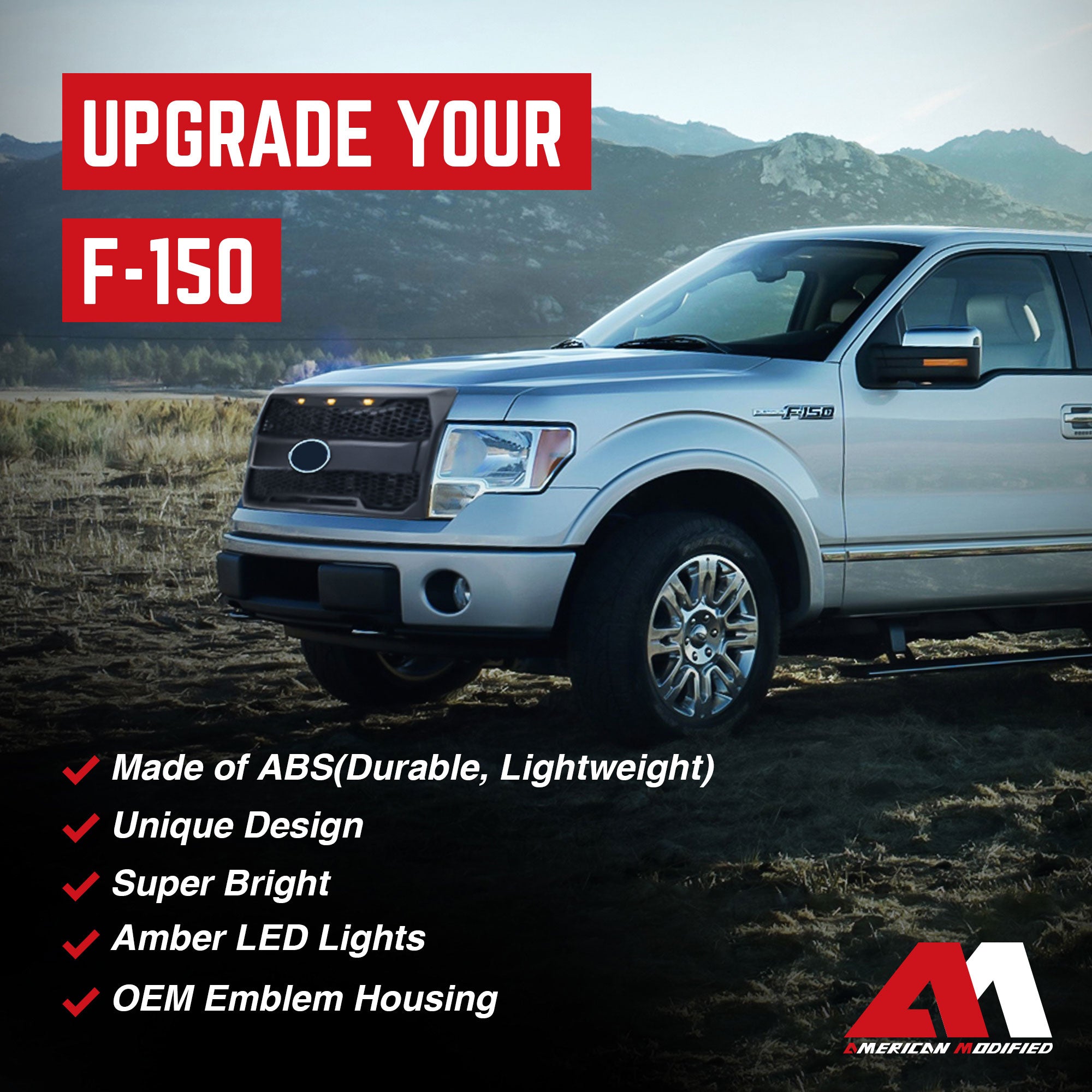 AMERICAN MODIFIED Raptor Style Mesh Grill for 2009-2014 Ford F150, Black (Used) - VMInnovations