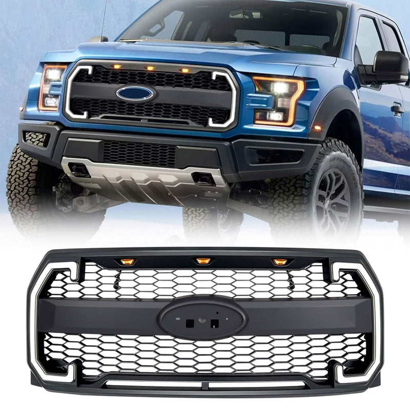 AMERICAN MODIFIED Raptor Style Mesh Grille for 2015-2017 Ford F150, Matte Black