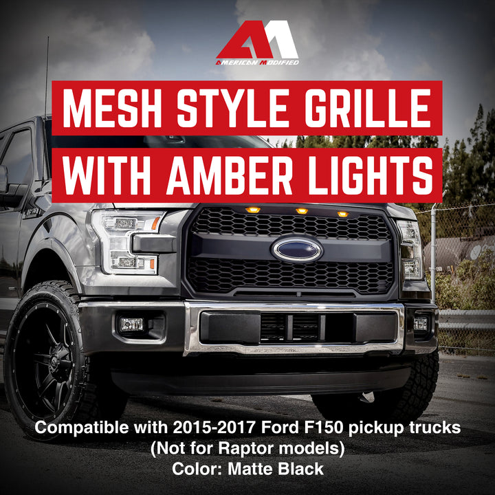 AMERICAN MODIFIED Raptor Style Mesh Grille for 2015-2017 Ford F150 (Open Box)