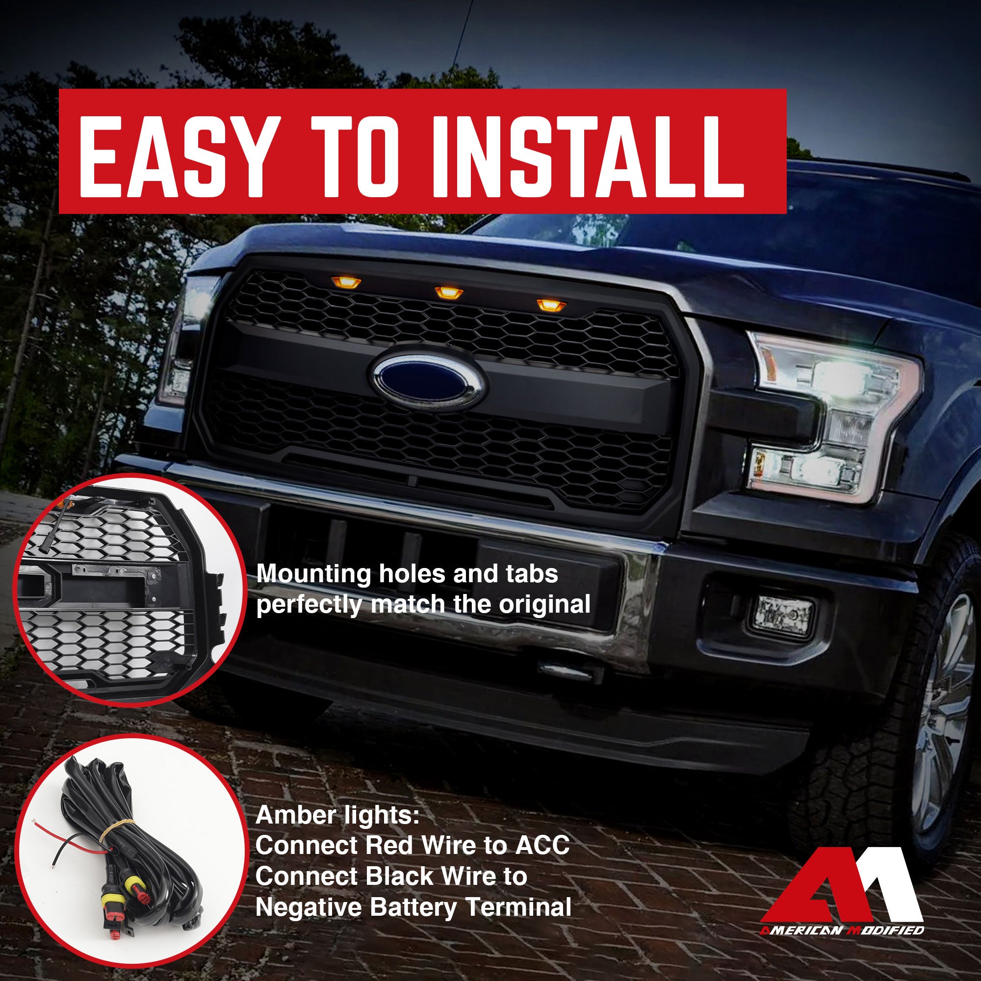 AMERICAN MODIFIED Raptor Style Mesh Grille for 2015-2017 Ford F150 (Open Box) - VMInnovations