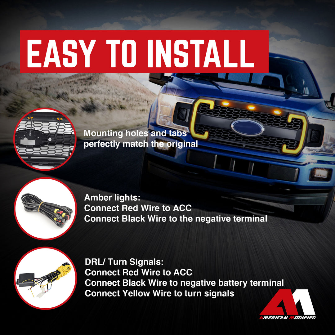 AMERICAN MODIFIED Raptor Style Mesh Grille for 2018-2020 Ford F150 (Open Box)