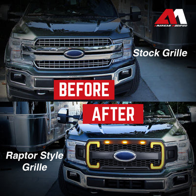 AMERICAN MODIFIED Raptor Style Mesh Grille for 2018-2020 Ford F150, Matte Black