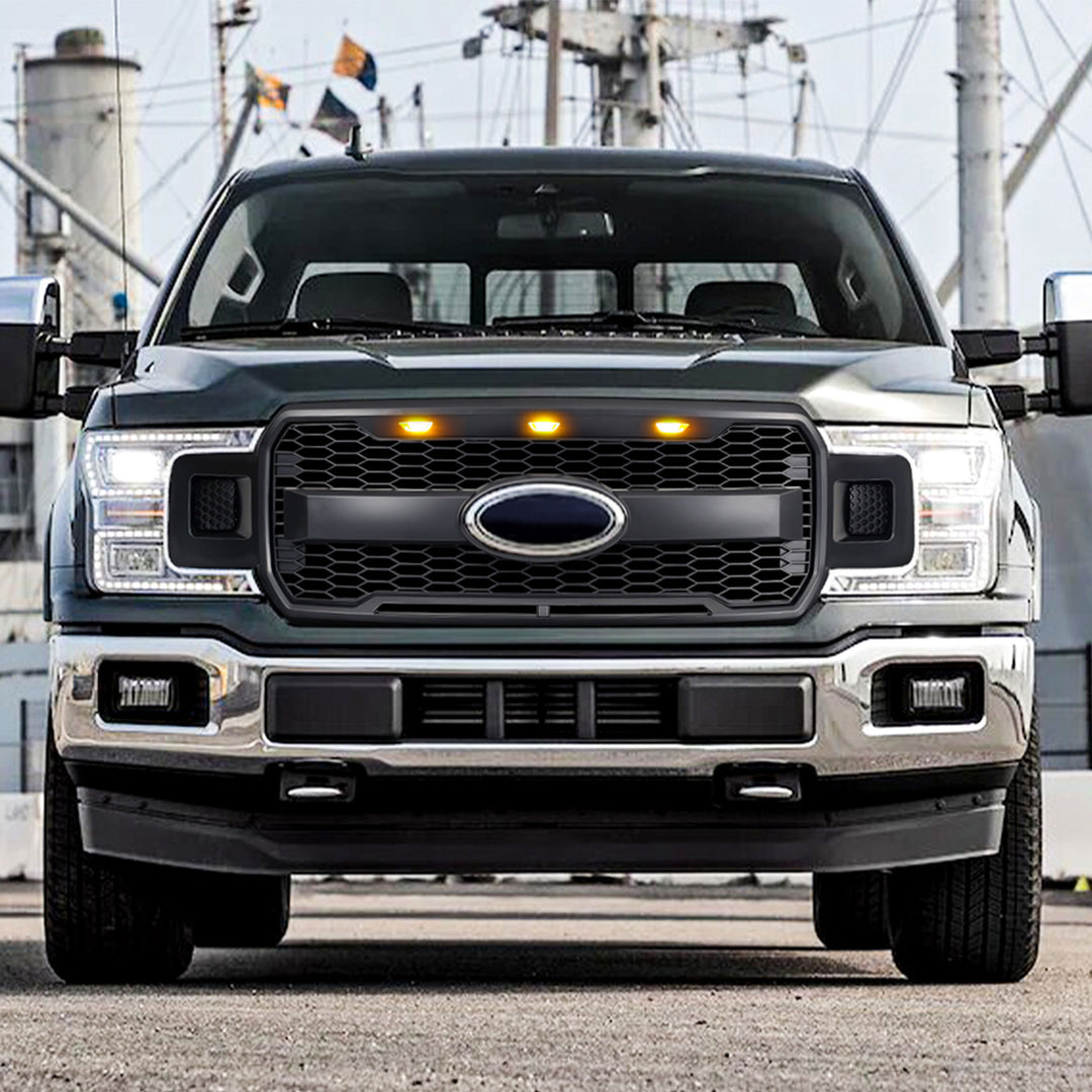 AMERICAN MODIFIED Raptor Style Mesh Grille for Ford F150, Matte Black (Open Box)