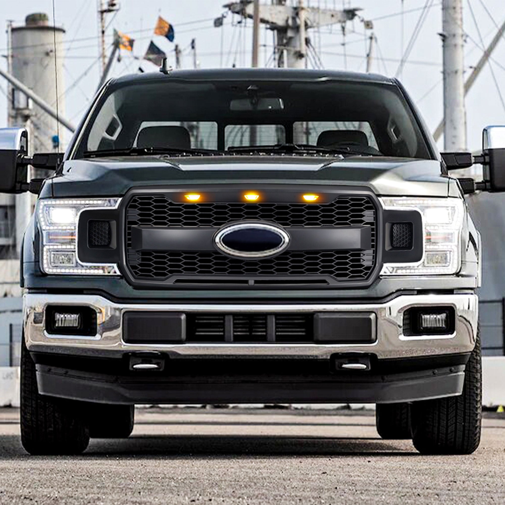 AMERICAN MODIFIED Raptor Style Mesh Grille for Ford F150, Matte Black (Open Box) - VMInnovations