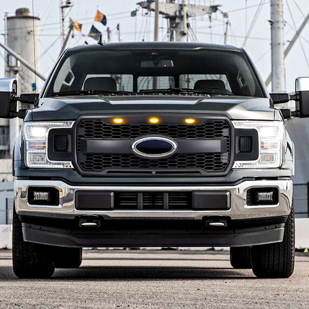 AMERICAN MODIFIED Raptor Style Mesh Grille for Ford F150, Matte Black (Open Box)