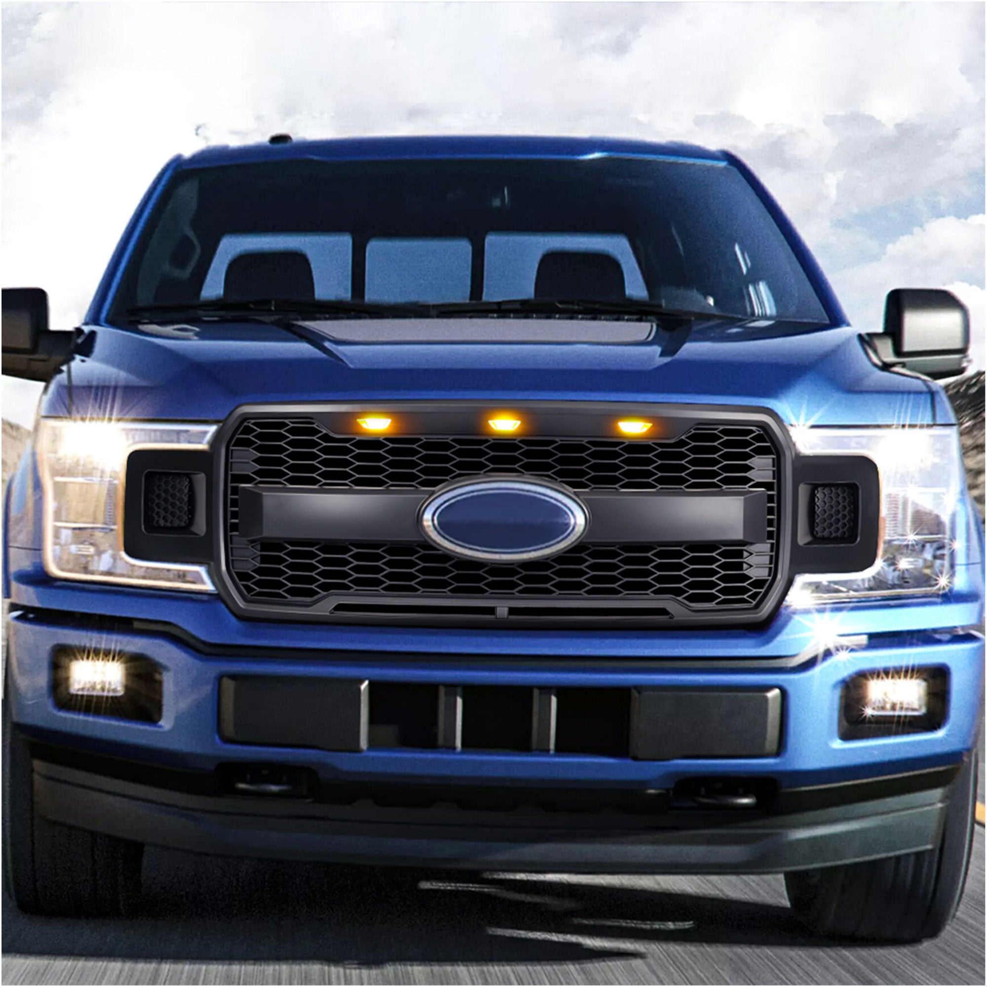 AMERICAN MODIFIED Raptor Style Mesh Grille for Ford F150, Matte Black (Open Box) - VMInnovations