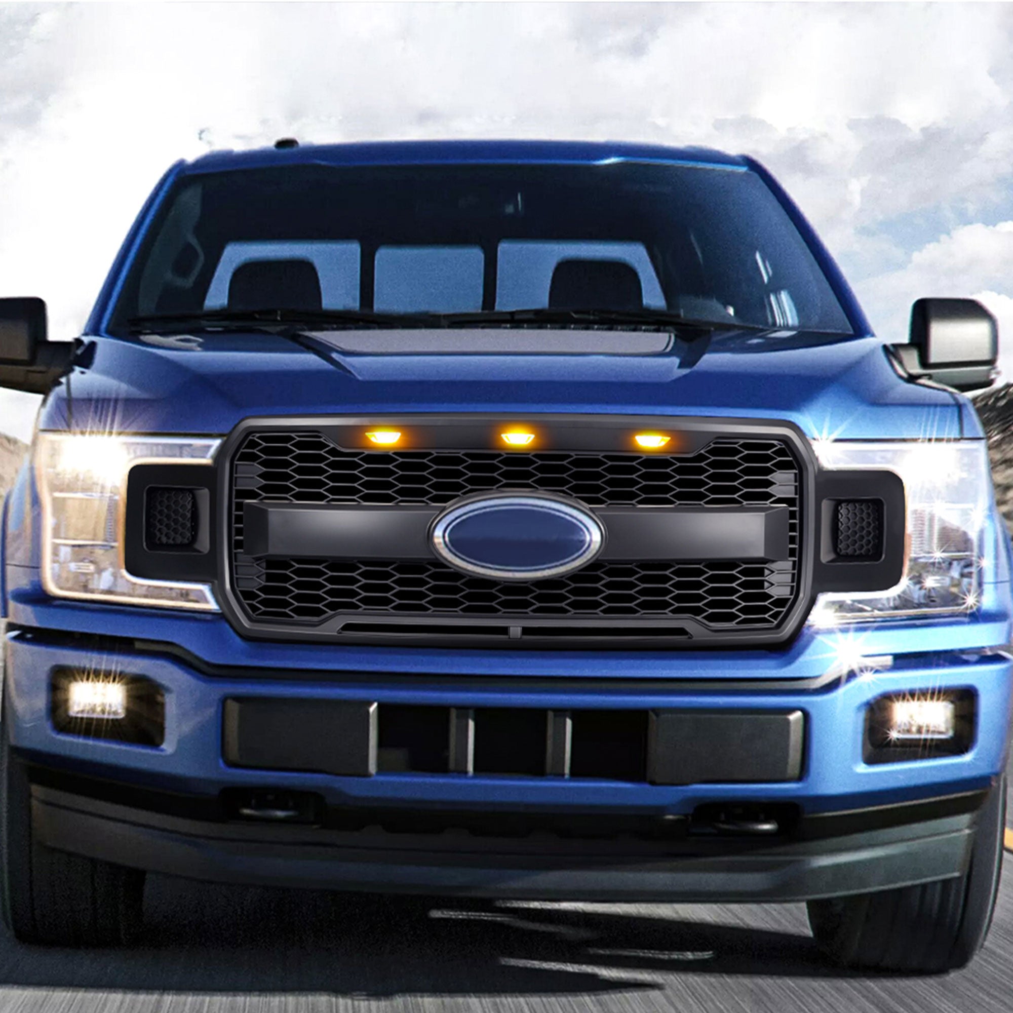 AMERICAN MODIFIED Raptor Style Mesh Grille for Ford F150, Matte Black (Open Box)