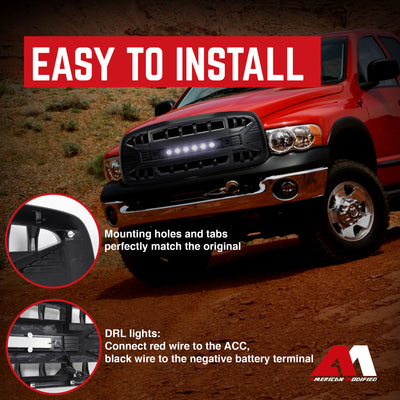 AMERICAN MODIFIED Armor Grille for 02-05 Dodge Ram, Matte Black (Open Box)