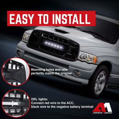 AMERICAN MODIFIED Armor Grille for 02-05 Ram 1500/2500/3500, Black (Open Box) - VMInnovations