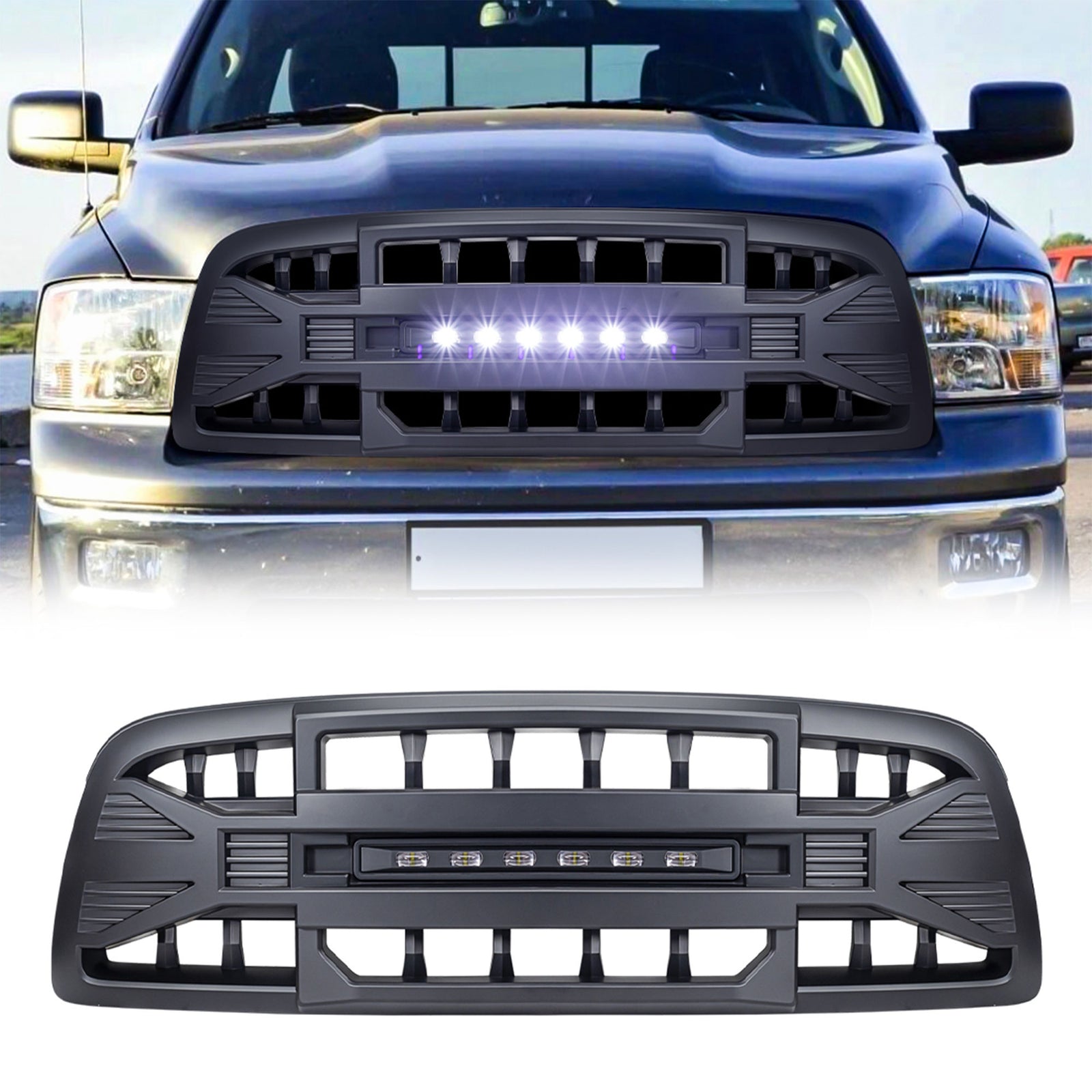 AMERICAN MODIFIED Armor Grille for 2009 to 12 Dodge Ram, Matte Black (Open Box) - VMInnovations