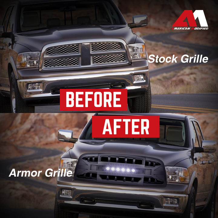 AMERICAN MODIFIED Armor Grille for 2009 to 12 Dodge Ram, Matte Black (Open Box)