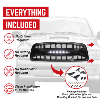 AMERICAN MODIFIED Armor Grille for 09-12 Dodge Ram 1500, Glossy Black (Open Box)