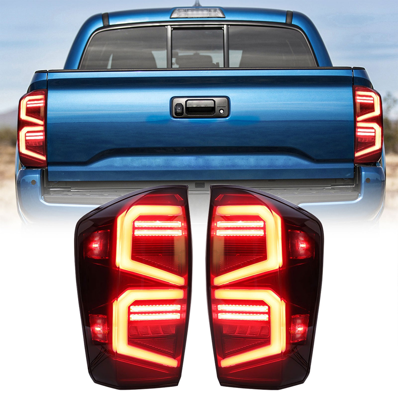 AMERICAN MODIFIED Smoked LED Tail Lights for 16-23 Toyota Tacoma, 1 Pair (Used) - VMInnovations