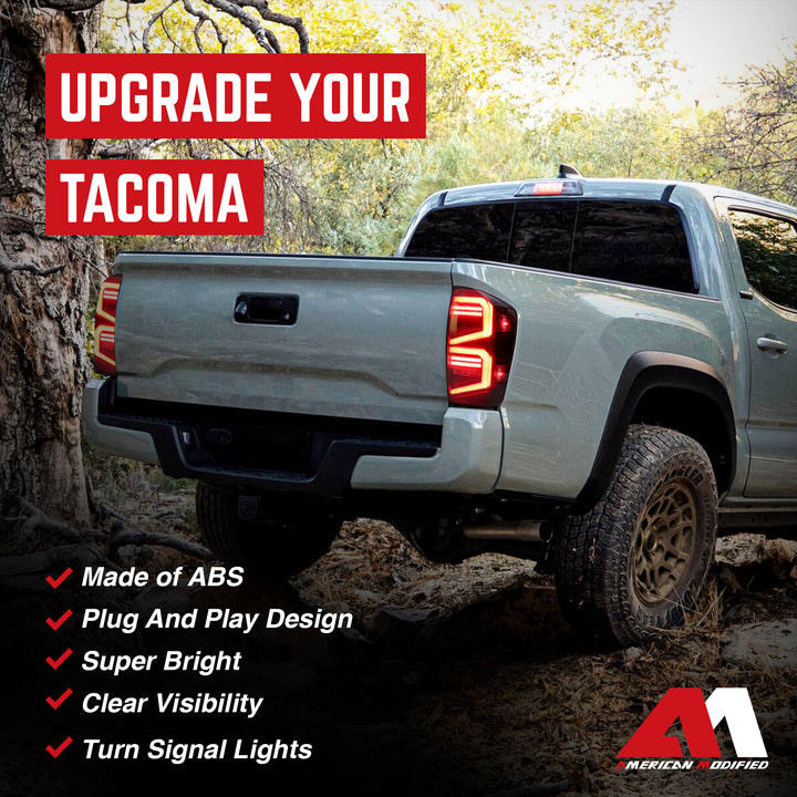 AMERICAN MODIFIED Smoked LED Tail Lights for 2016 to 2023 Toyota Tacoma, 1 Pair