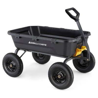 Gorilla Carts Heavy Duty 12 Cb ft Poly Yard Dump Utility Cart, Black (Open Box)