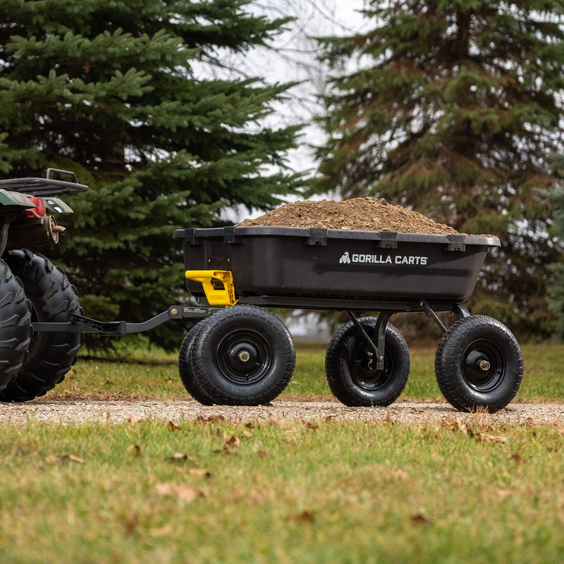 Gorilla Carts Heavy Duty 12 Cb ft Poly Yard Dump Utility Cart, Black (Open Box)