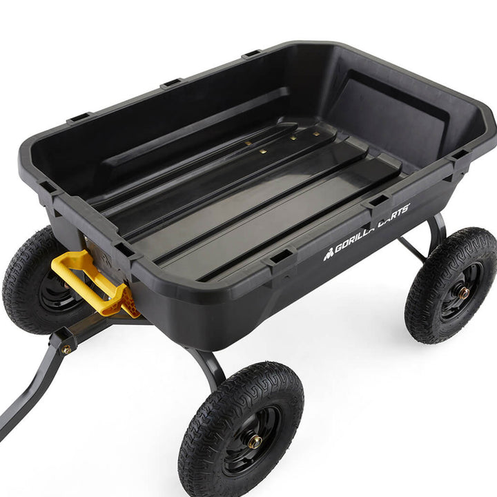 Gorilla Carts Heavy Duty 12 Cb ft Poly Yard Dump Utility Cart, Black (Open Box)