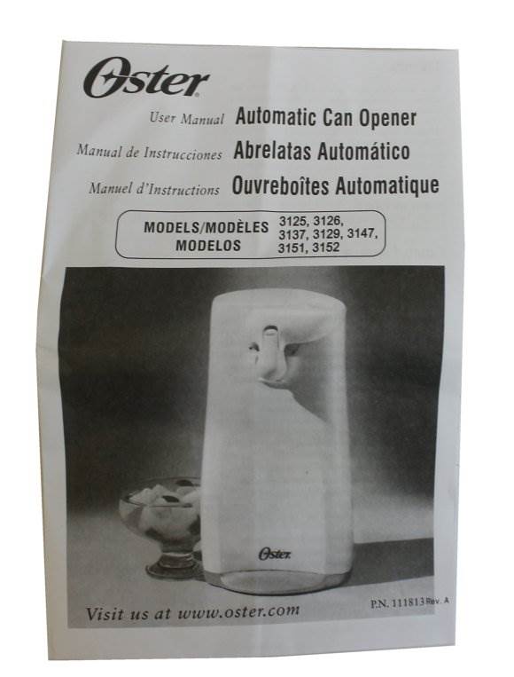 OSTER 3151 Electric Kitchen Tall Can Opener w/Knife Sharpener  - White