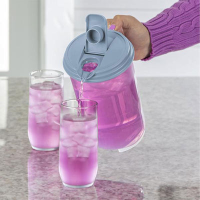 Sterilite 2 Quart Plastic Hinged Pitcher with Comfort Grip Handle, Blue, 12-Pack - VMInnovations