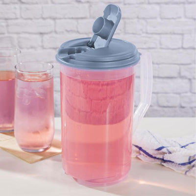 Sterilite 2 Quart Plastic Hinged Pitcher with Comfort Grip Handle, Blue, 12-Pack - VMInnovations