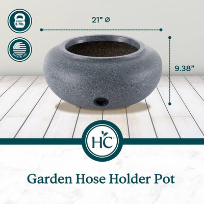 HC Companies 21" Decorative Plastic Outdoor Garden Hose Storage Pot (3 Pack)