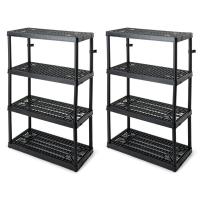 Gracious Living 4 Shelf Fixed Height Ventilated Storage Unit, Black, 2 Pack - VMInnovations
