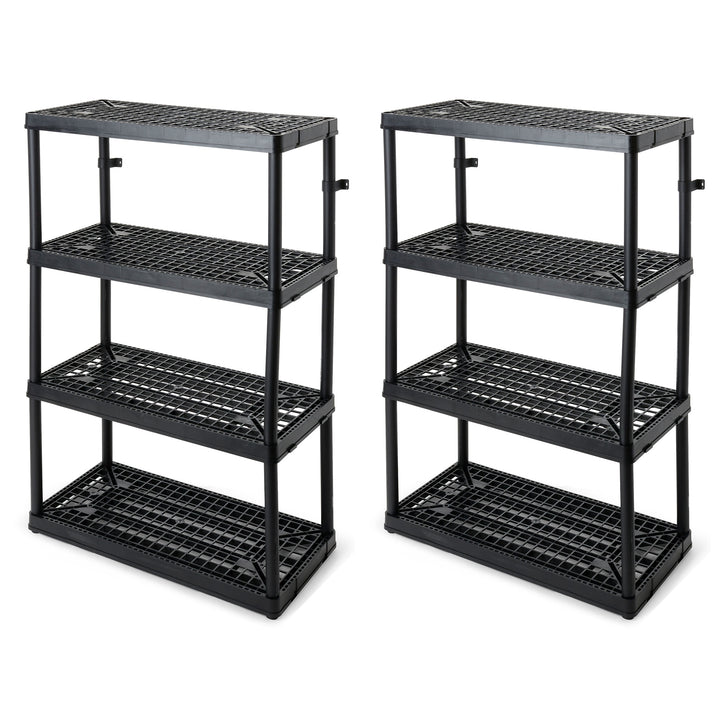 Gracious Living 4 Shelf Fixed Height Ventilated Heavy Duty Storage Unit, Black