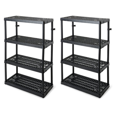 Gracious Living 4 Shelf Fixed Height Ventilated Heavy Duty Storage Unit (2 Pack)