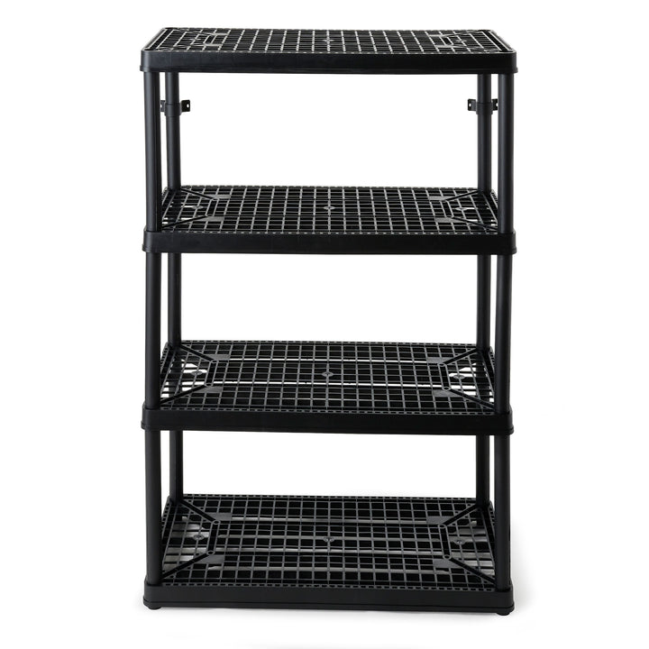 Gracious Living 4 Shelf Fixed Height Ventilated Heavy Duty Storage Unit, Black