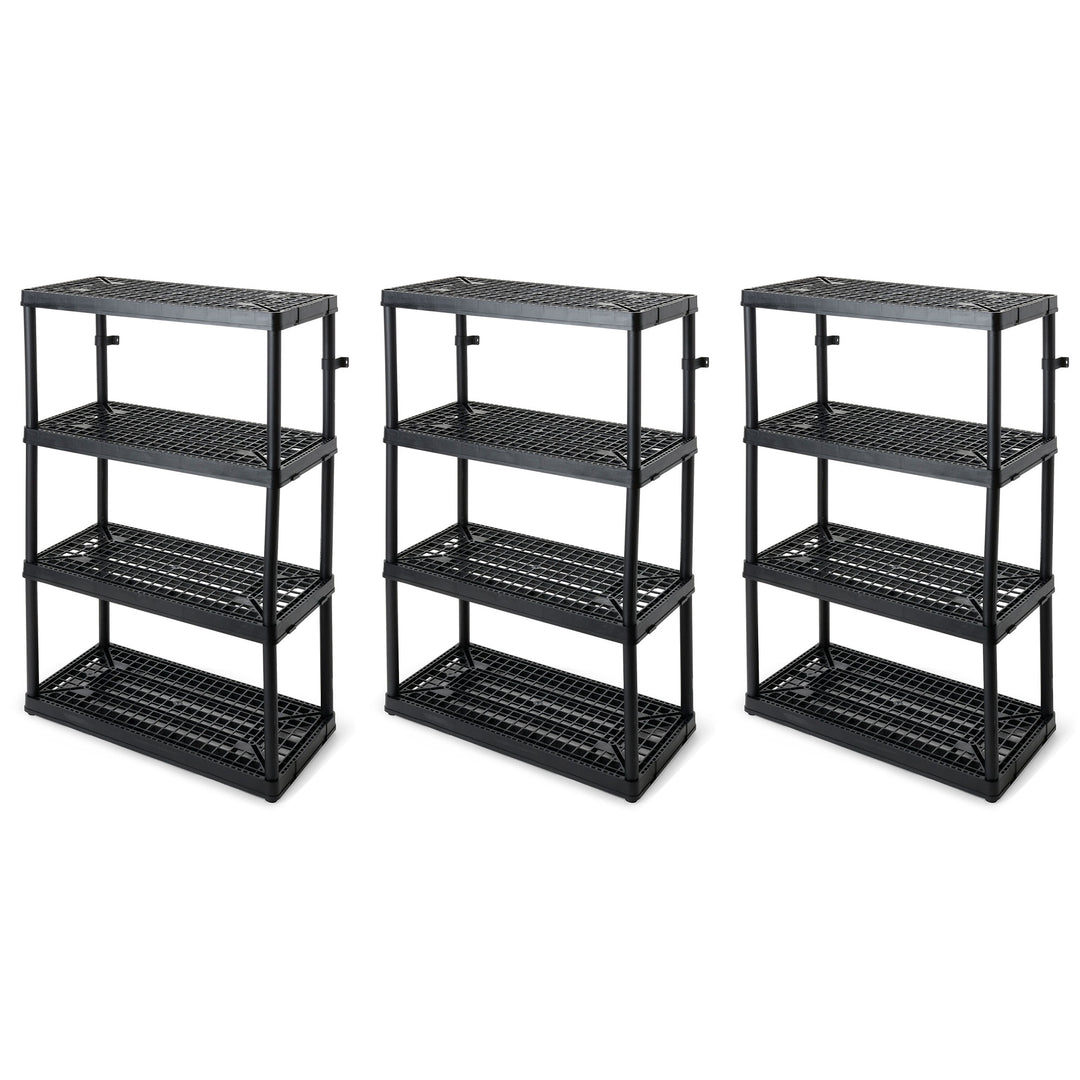 Gracious Living 4 Shelf Fixed Height Ventilated Heavy Duty Storage Unit, Black