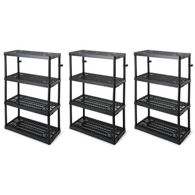 Gracious Living 4 Shelf Fixed Height Ventilated Heavy Duty Storage Unit, Black - VMInnovations