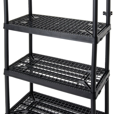 Gracious Living 4 Shelf Fixed Height Ventilated Heavy Duty Storage Unit, Black - VMInnovations