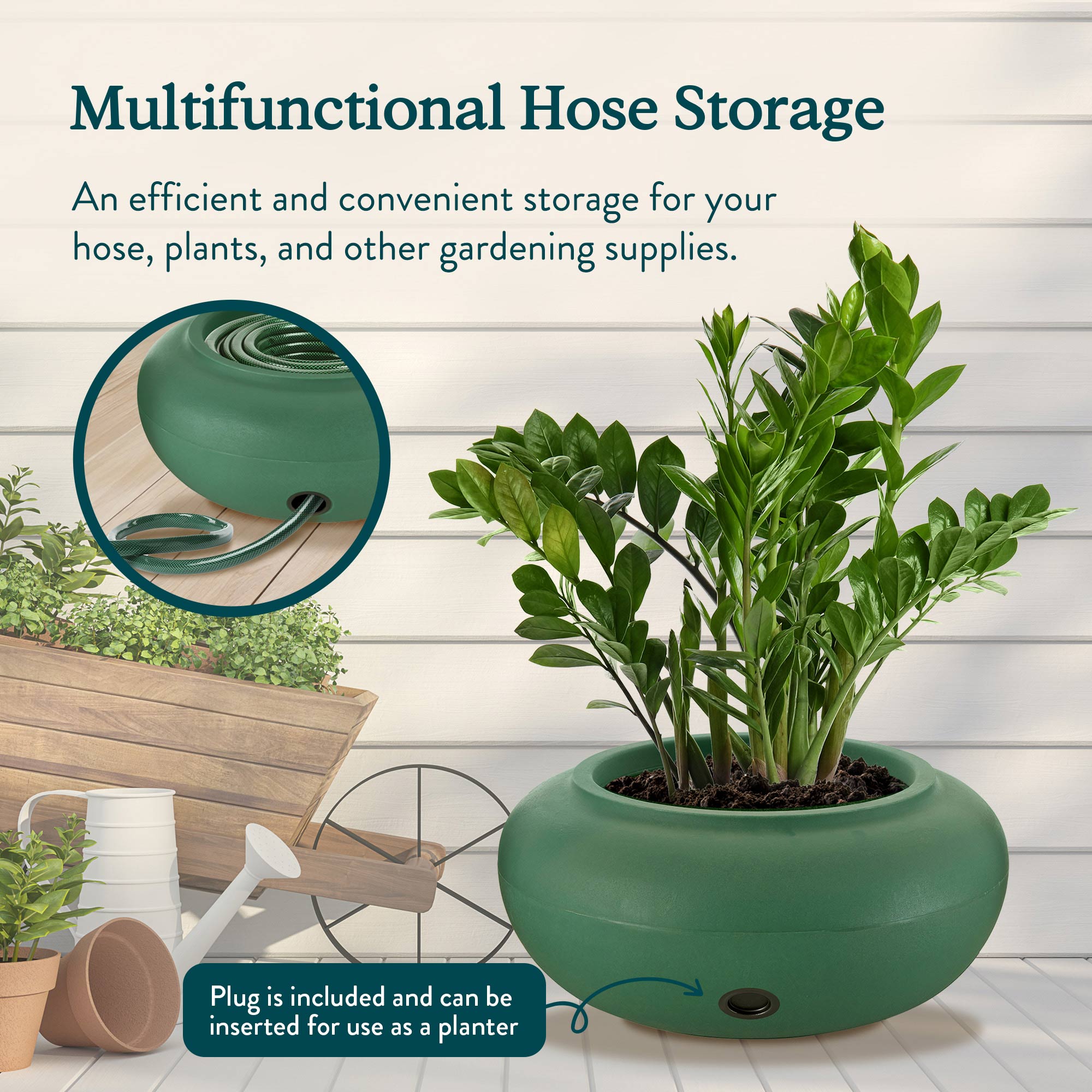 The HC Companies 21 Inch Garden Hose Holder Pot for 75 to 100 Ft Hoses (3 Pack)