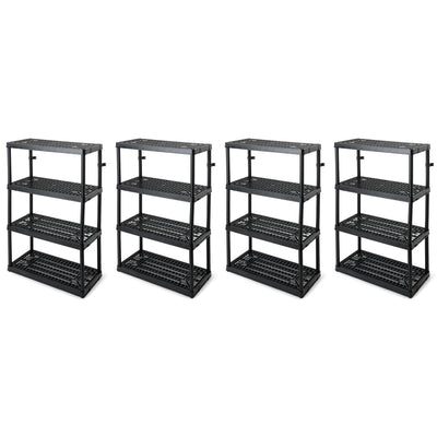 Gracious Living 4 Shelf Fixed Height Ventilated Storage Unit, Black, 4 Pack