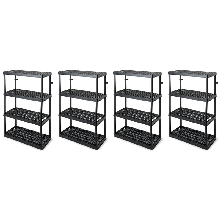 Gracious Living 4 Shelf Fixed Height Ventilated Heavy Duty Storage Unit, Black