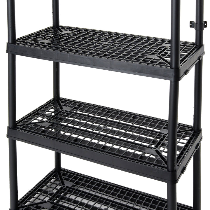 Gracious Living 4 Shelf Fixed Height Ventilated Heavy Duty Storage Unit, Black