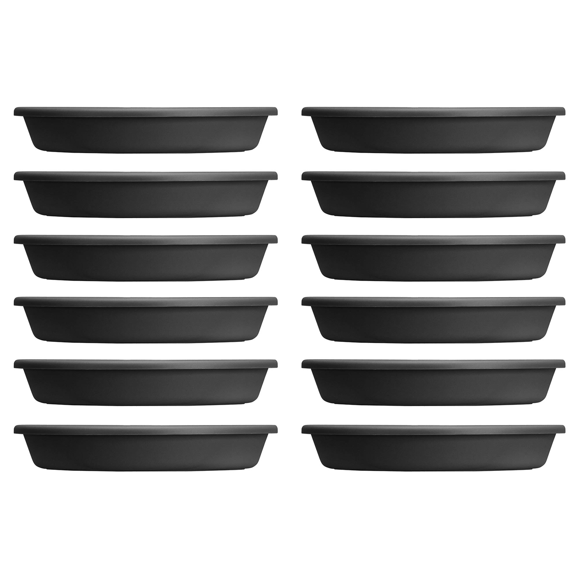 HC Companies Classic 21.13 Inch Round Saucer Tray for Pots, Black (12 Pack) - VMInnovations